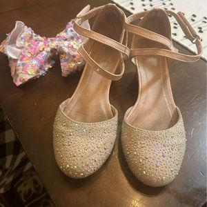 Blush pink, girls dressy wedding shoes Size 2